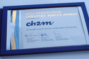 kalligrafi. Stockholm Industry Water Award diplom, 2015