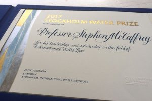 kalligrafi. Stockholm Water Prize diplom, 2017