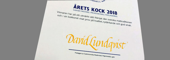 årets kock 2018, kalligrafi