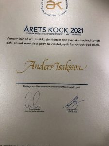 Diplom till Årets Kock tävling